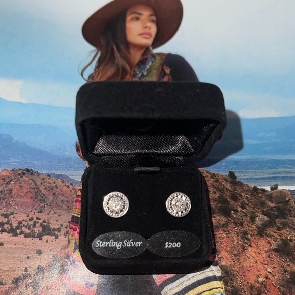 Diamond Multi-Halo Stud Earrings 1/10 ct t.w. In Sterling Silver - Picture 5 of 6